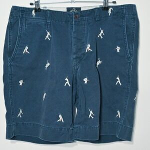 Polo Ralph Lauren Shorts Mens 36 Blue Chino Cricket Player Embroidered Casual